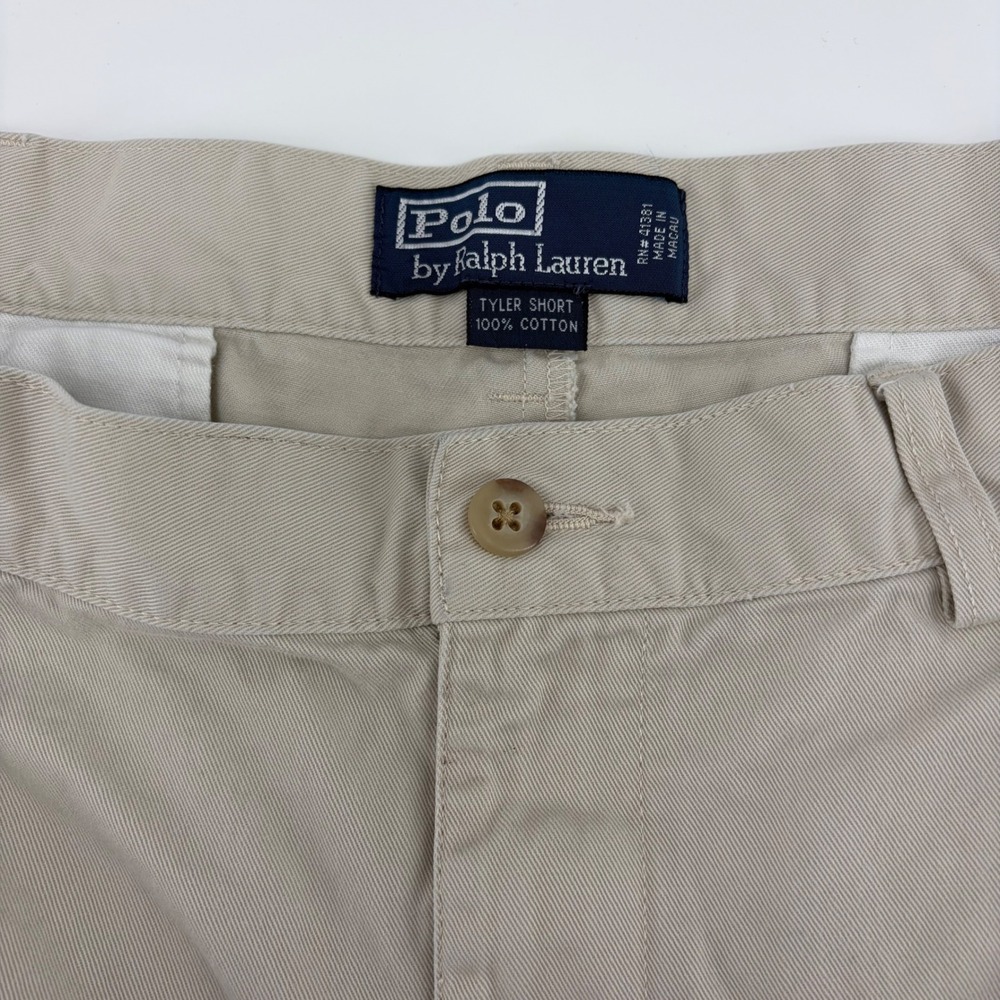 Polo Ralph Lauren Tyler Short Mens 38 (Fits 36") Khaki Pleated Chino Shorts‎